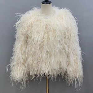 Custom White Ostrich Feather Jacket